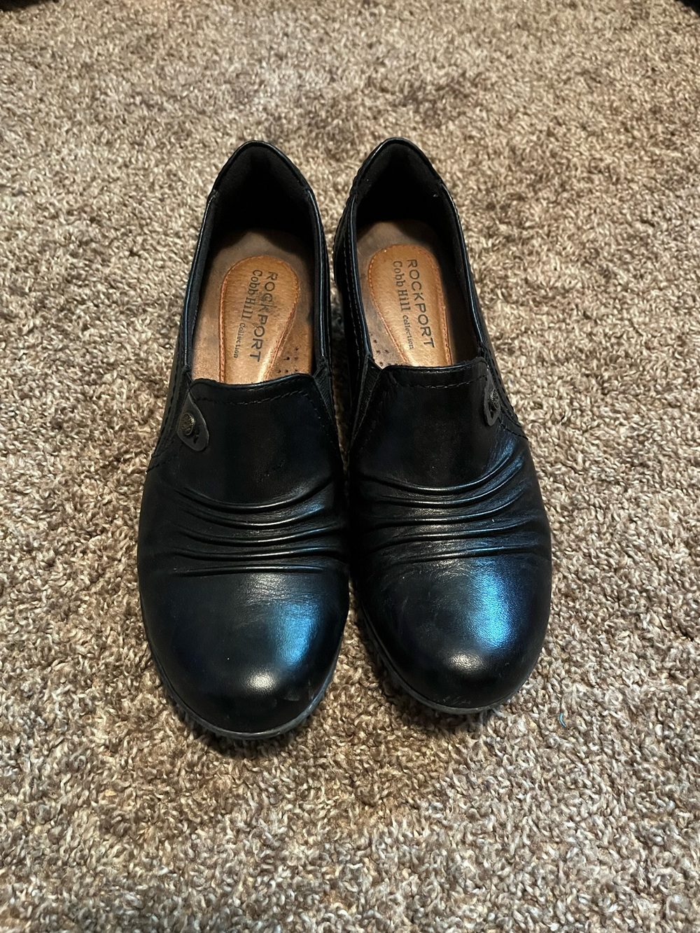 Rockport Women’s Black Leather Comfort Slip-On Shoes Size 6.5